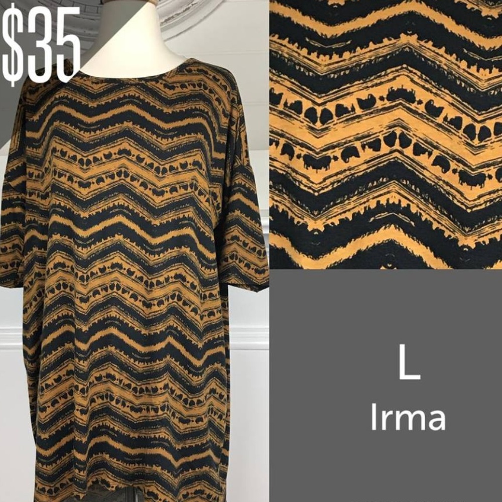 NEW LuLaRoe Irma Tunic Navy/Gold Chevron